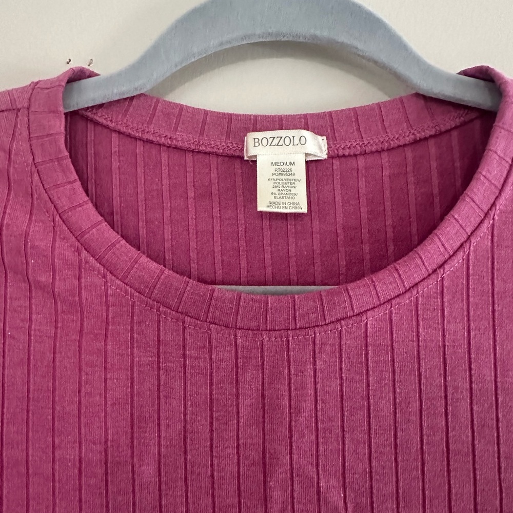 Bozzolo Fuchsia Ribbed Crop Top - Picture 3 of 4